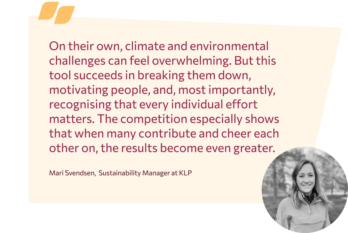 The Sustainability Manager at KLP, Mari Svendsen, has tried the climate competitions and says: 